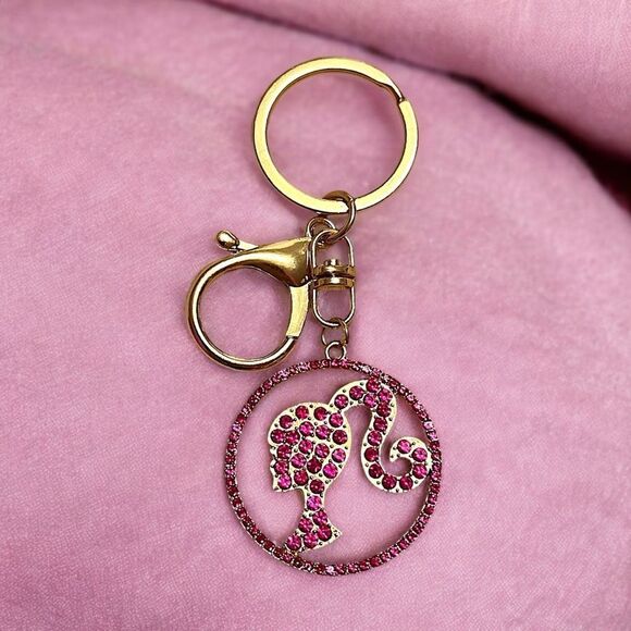 Barbie Hot Pink Rhinestone Gold Tone Keychain/Bag Charm NWT - Picture 1 of 1